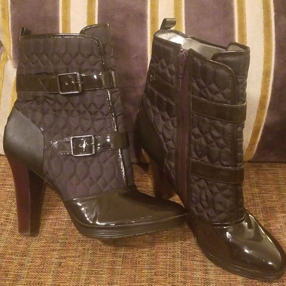 Calvin Klein Brown Quilted & Patent Booties